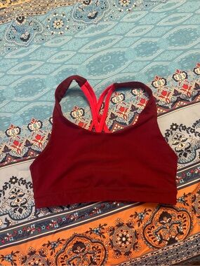 Old Navy Burgundy Sports Bralette with Pink Strappy Back